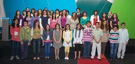 Grupo dos alunos de mérito premiados